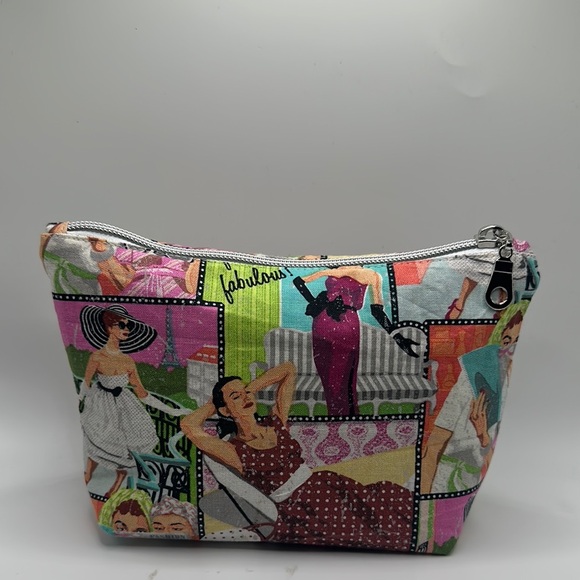 Handmade retro vintage fashion print small zipper bag - Picture 1 of 6